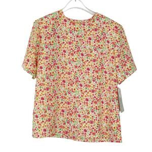 1980s Worthington Vintage Pink & Orange Retro Floral Blouse Medium Deadstock